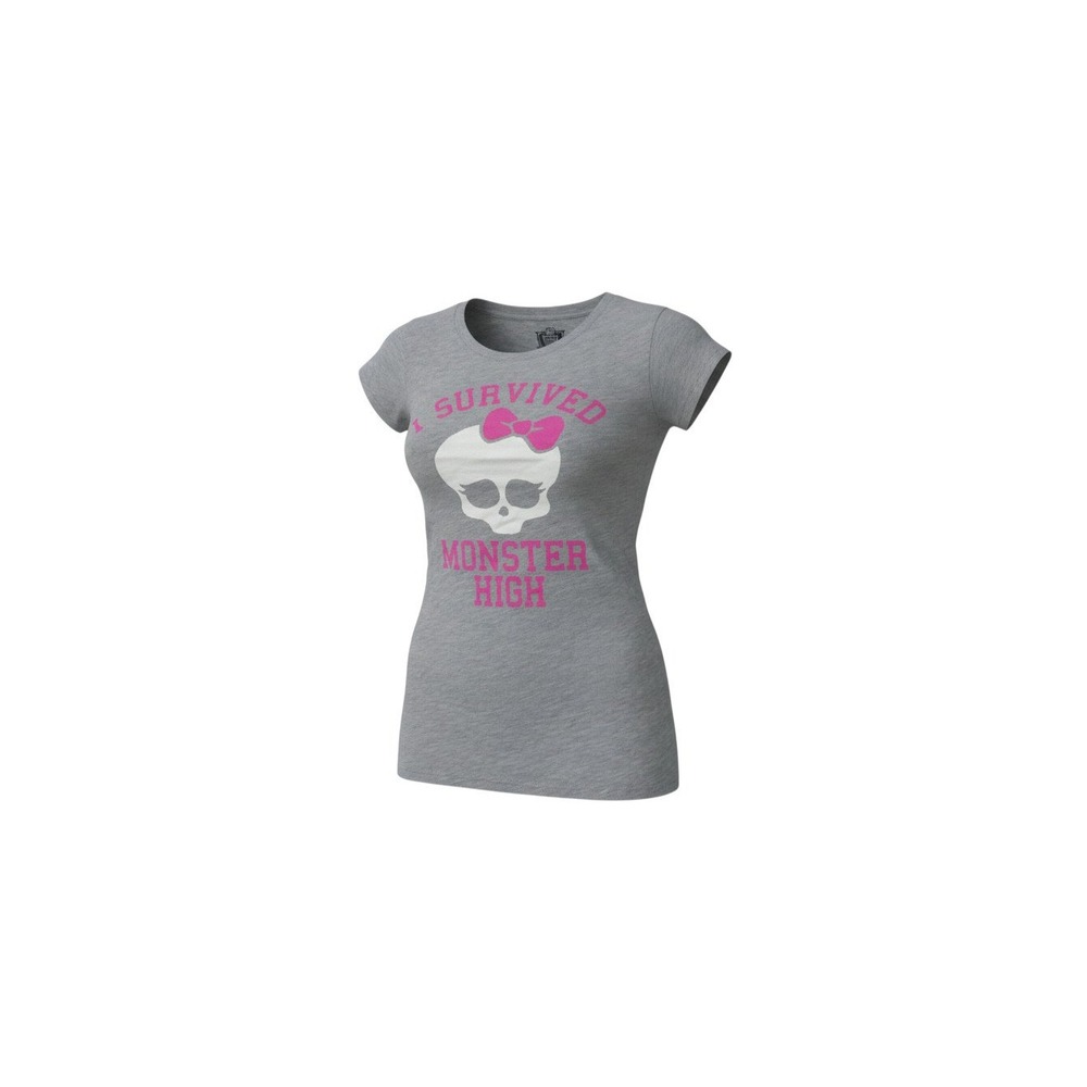 Monster High Graphic Tee Womens Medium Gray I Survived Skullette Short Sleeve